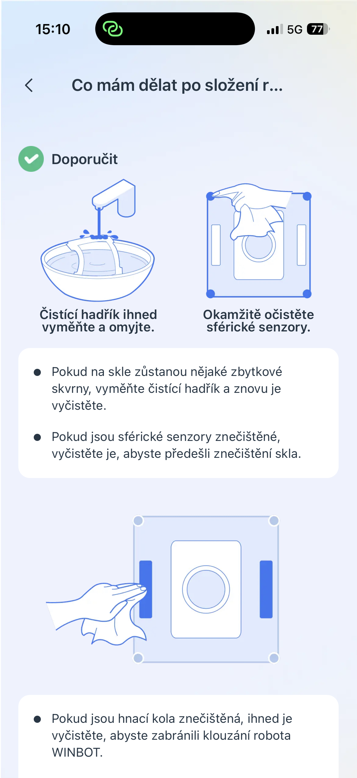 Ecovac Winbot W2S mobilní aplikace