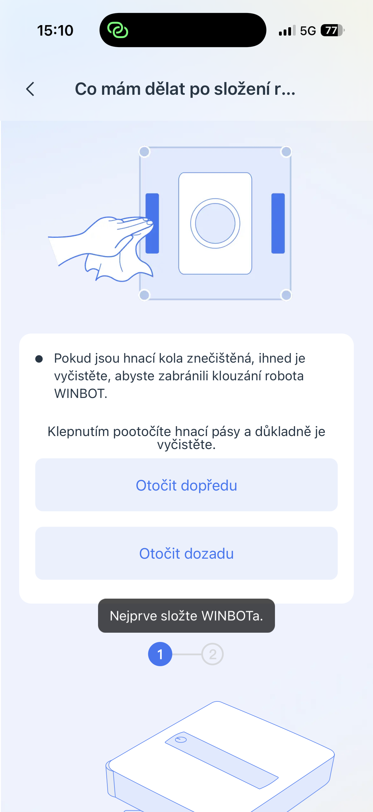 Ecovac Winbot W2S mobilní aplikace