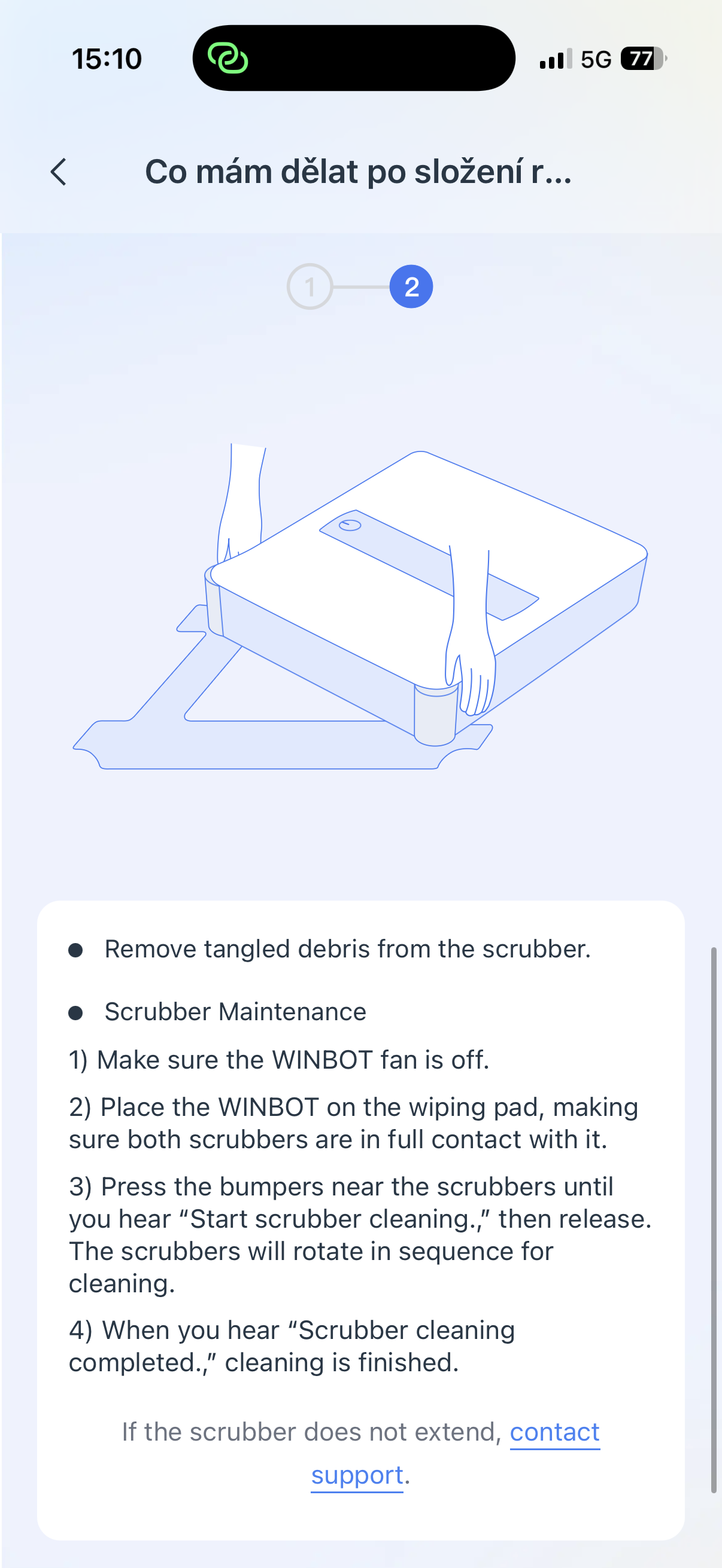 Ecovac Winbot W2S mobilní aplikace