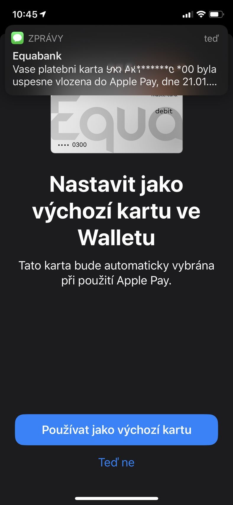 Equa bank - Apple Pay aktivace