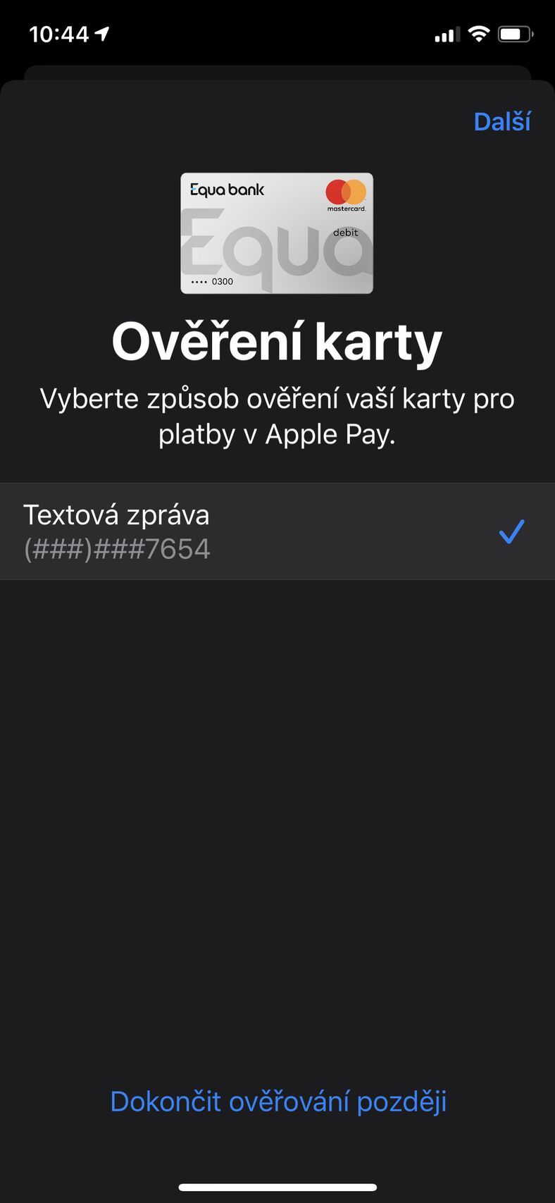 Equa bank - Apple Pay aktivace