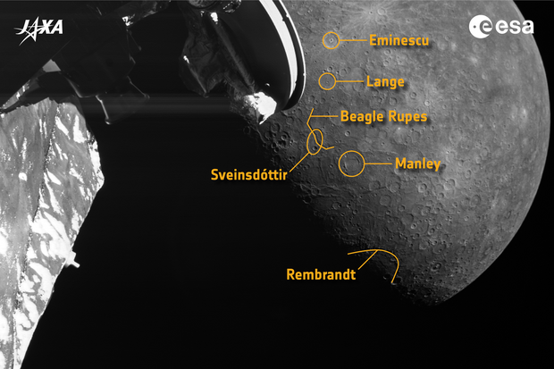 ESA zveřejnila snímky Merkuru pořízené sondou při jejím průletu