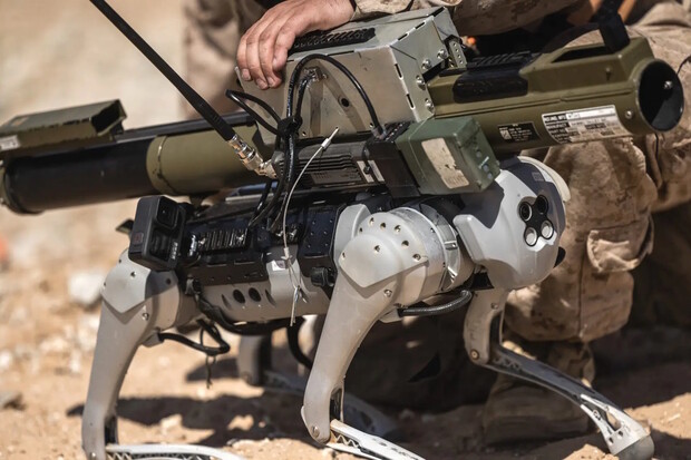 Námořní pěchota testuje robotickou kozu vyzbrojenou raketometem