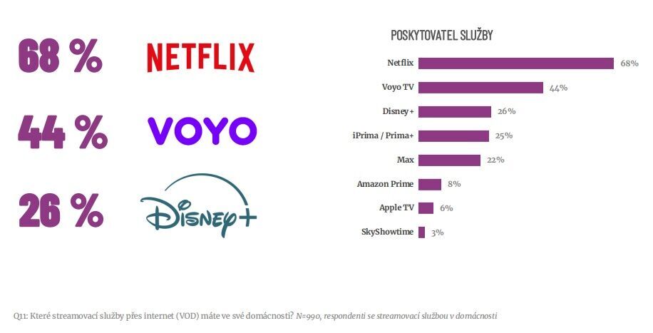 Podíl streamovacích služeb na českém trhu