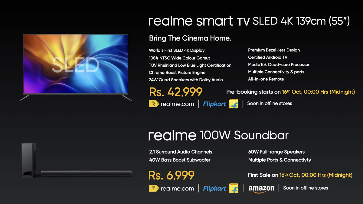 Realme Smart TV SLED 4K + 100W Soundbar