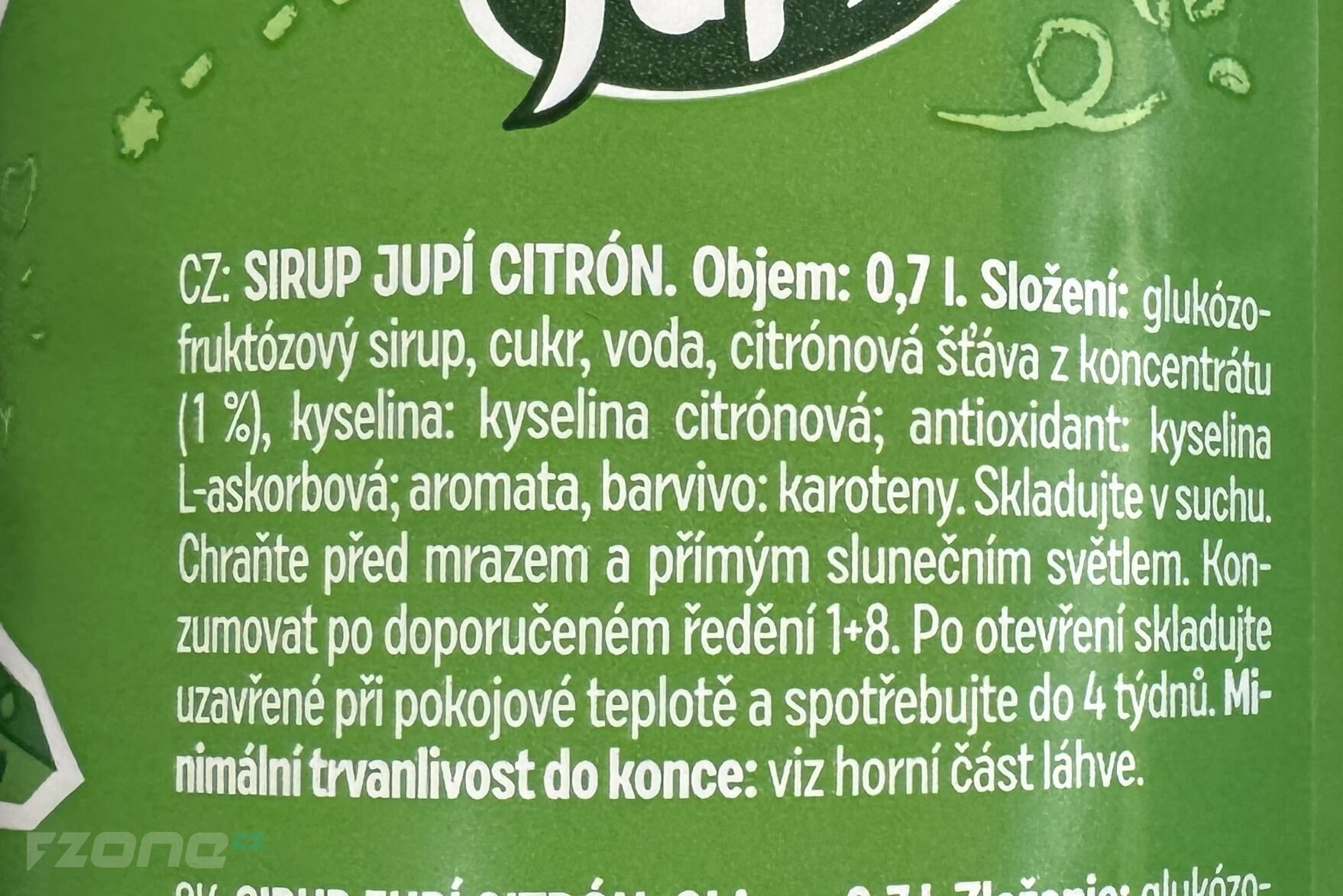 Složení sirupu