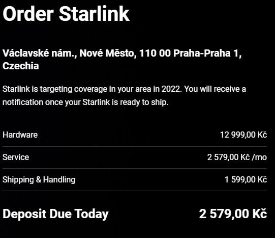 Starlink české ceny